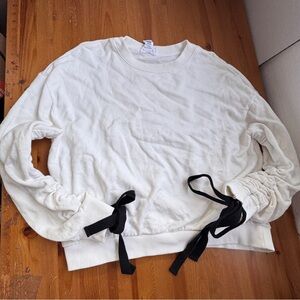 For the Republic White Sweatshirt with Black Ribbon Accents size large